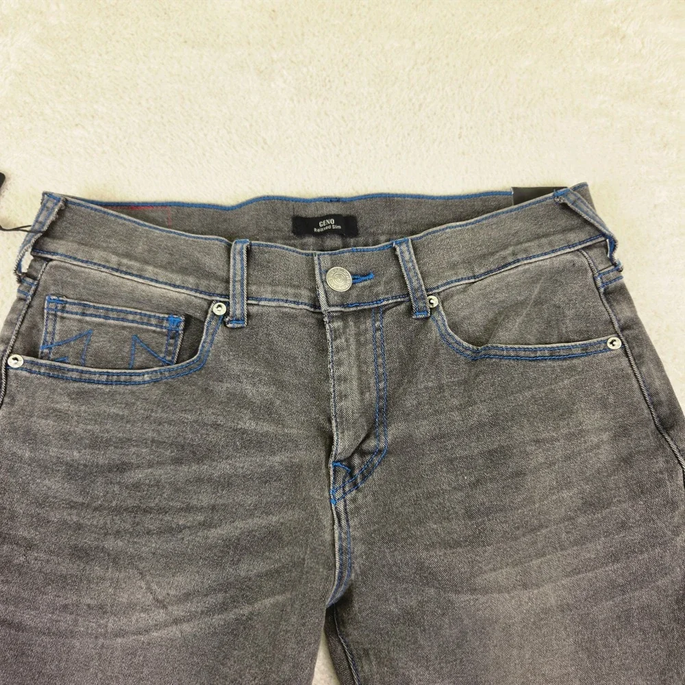 True Religion Geno Relaxed Slim Jeans Gry Phantom Wash 700985 Mens 31 Blu Stitch